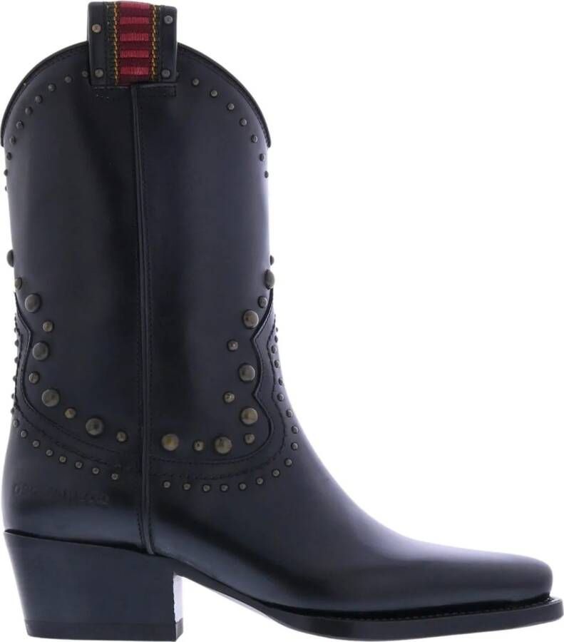 Dsquared2 Enkellaarzen Dames Flat Boot West Studs in zwart