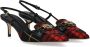 Elisabetta Franchi Hoge hakken Black And Red Tartan Slingback Pump in zwart - Thumbnail 1