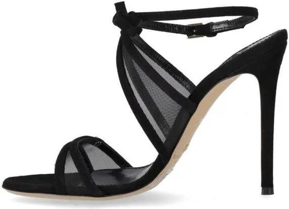 Elisabetta Franchi Sandalen Black Heeled Sandal With Bow in zwart