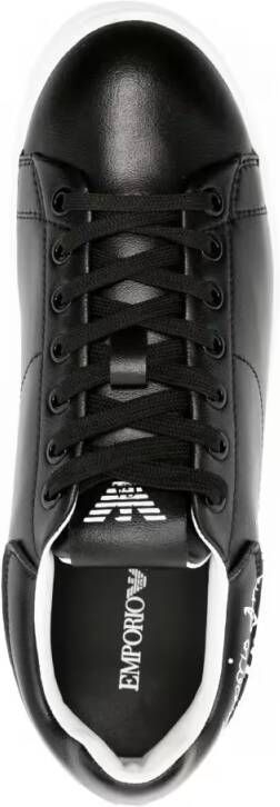 Emporio Armani Low-Top Sneakers Casual Black Leather Sneakers in zwart
