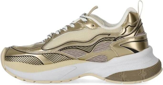 Emporio Armani Low-Top Sneakers Futuristic Gold And White Sneakers With Ea Logo in goud