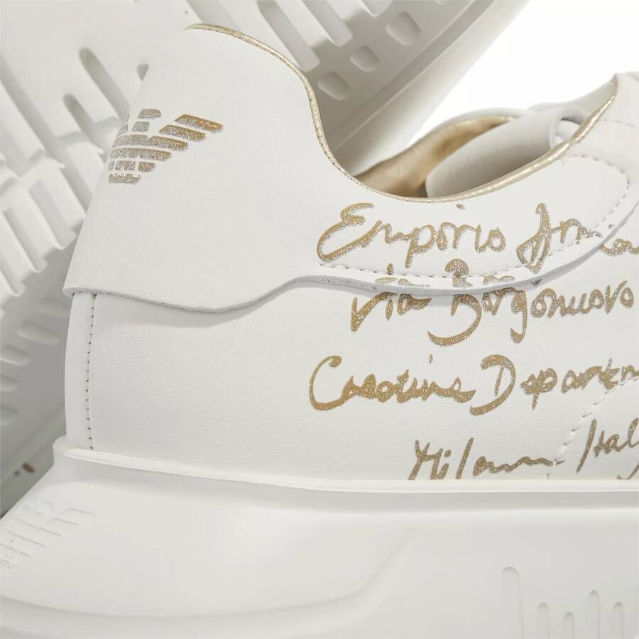 Emporio Armani Witte+Lichtgouden Sneaker White Dames