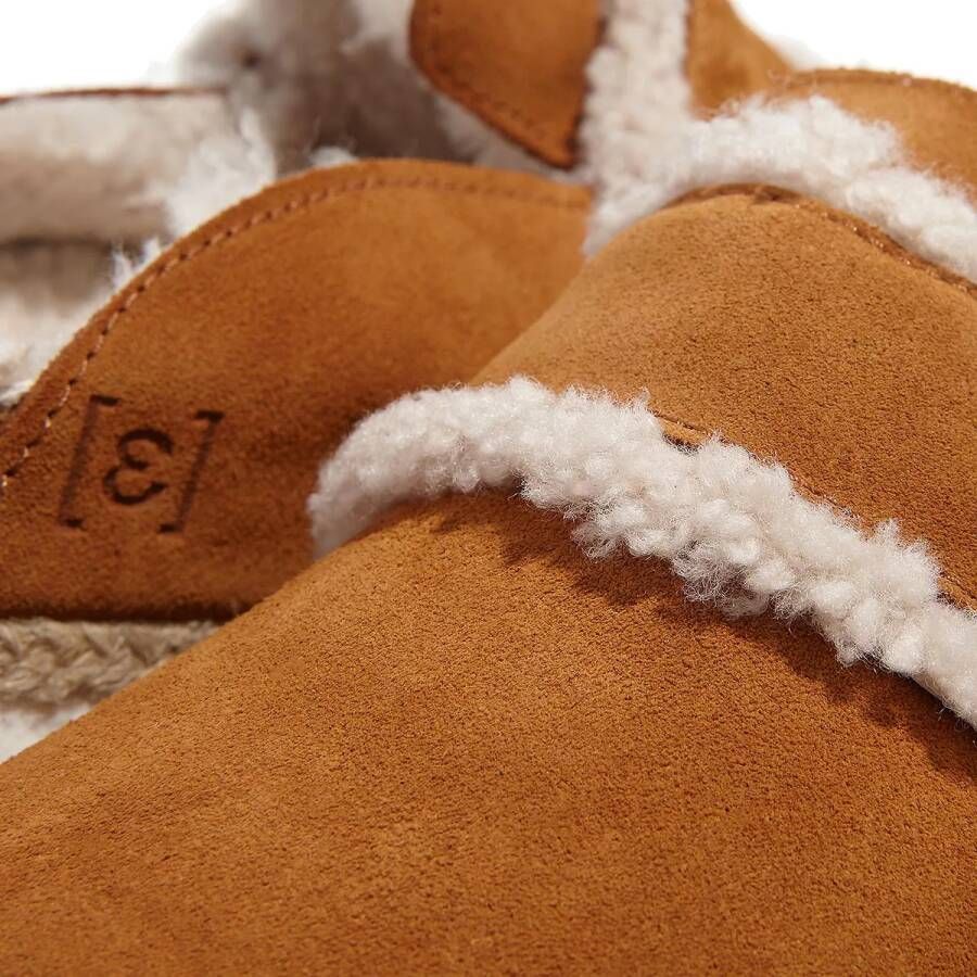 Espadrij l originale Slippers Cloq Velour Teddy Luxe in cognac