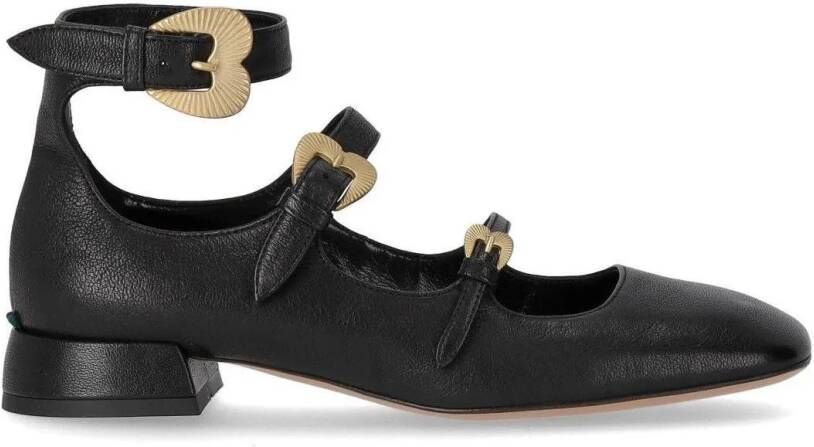 A. Bocca Black Ballet Flat With Straps in zwart