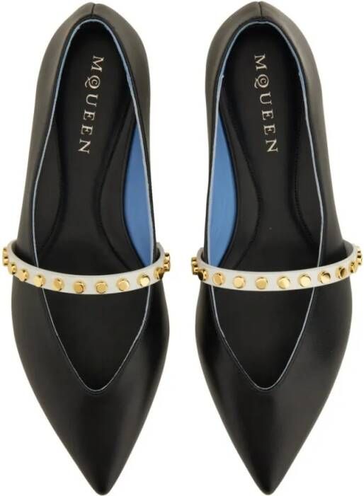 alexander mcqueen Leather Ballerina Flats With Pointed Toe in zwart