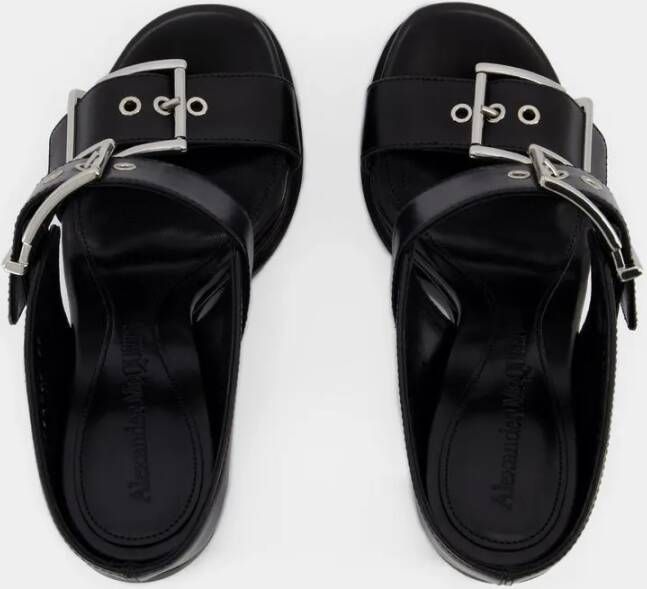 alexander mcqueen Sandalen Leath S.Leath Sandals Leather Black Silver in zwart