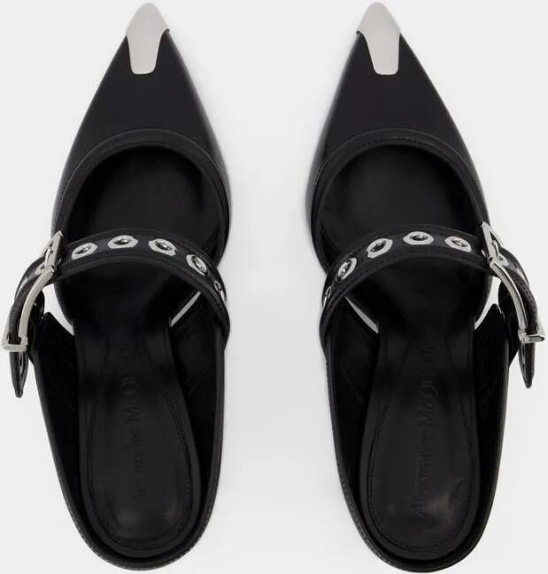 alexander mcqueen Sandalen Oversized Sandals Black Silver Leather in zwart