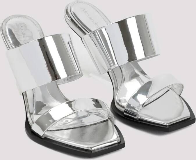 alexander mcqueen Sandalen Silver Calf Leather Sandals in zilver