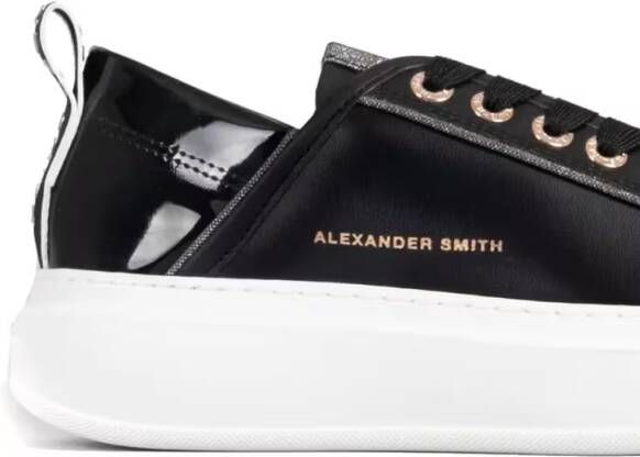 Alexander Smith Low-Top Sneakers Glossy Black Cow Leather Trainers in zwart