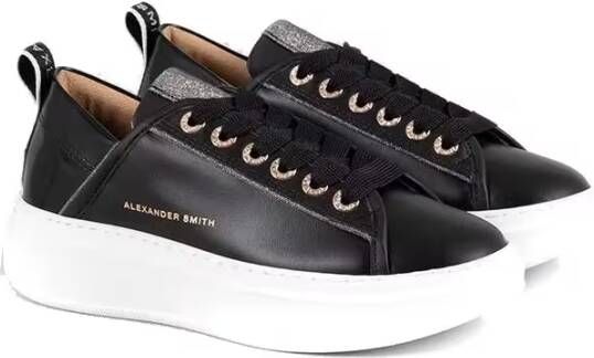 Alexander Smith Low-Top Sneakers Glossy Black Cow Leather Trainers in zwart