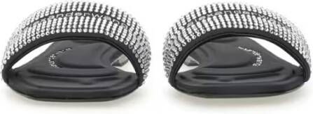 alexander wang Sandalen Wide-Strap Satin Sandals With Crystal Accents in zwart
