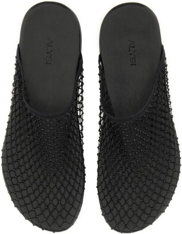 Alysi Black Mesh Slip-On Sabot In Mesh in zwart