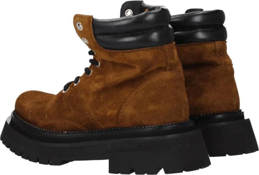 AMI Paris Boots Lace-Up Suede Ankle Boots in bruin
