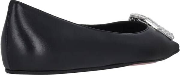 Amina Muaddi Camelia Ballerinas In Black Hammered Leather in zwart