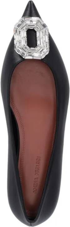 Amina Muaddi Camelia Ballerinas In Black Hammered Leather in zwart