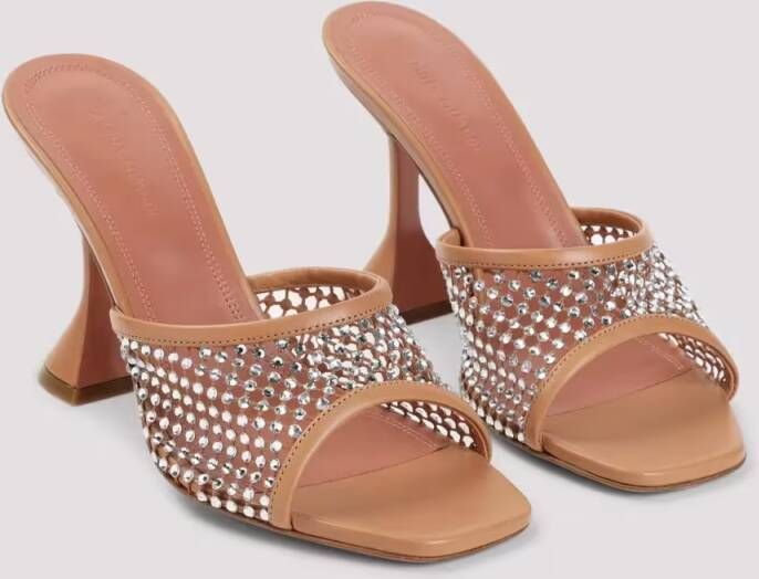 Amina Muaddi Sandalen Crystallized Leather Sandals in beige