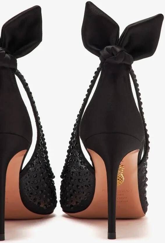 Aquazzura Hoge hakken Bow Tie Crystal Tulle Pump 85 in zwart