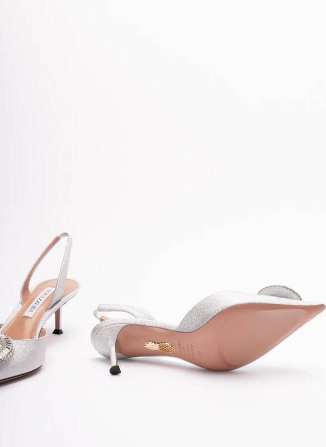 Aquazzura Hoge hakken `Crystal Hoop Sling 50` in wit
