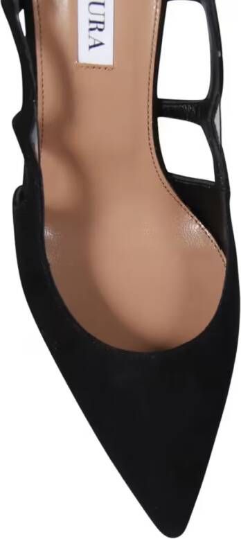 Aquazzura Hoge hakken Pointed Toe Kid Suede Slingback Heels in zwart