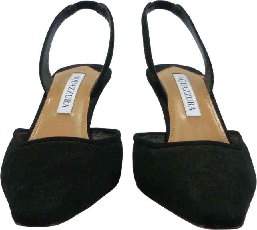 Aquazzura Sandalen met hak Du00E9colletu00E9 Maia in velluto a righe nere in zwart