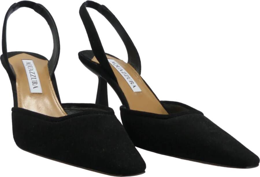 Aquazzura Sandalen met hak Du00E9colletu00E9 Maia in velluto a righe nere in zwart