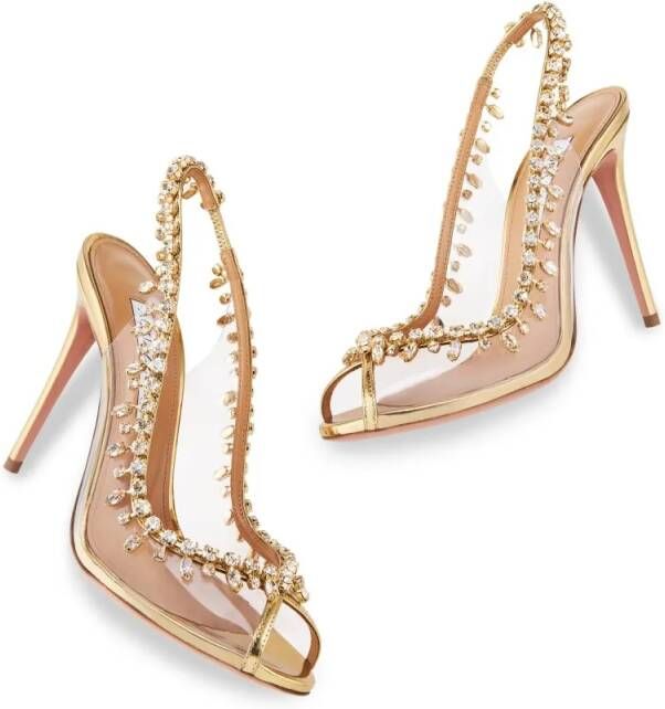 Aquazzura Sandalen Temptation Crystal Sandal 105 in goud