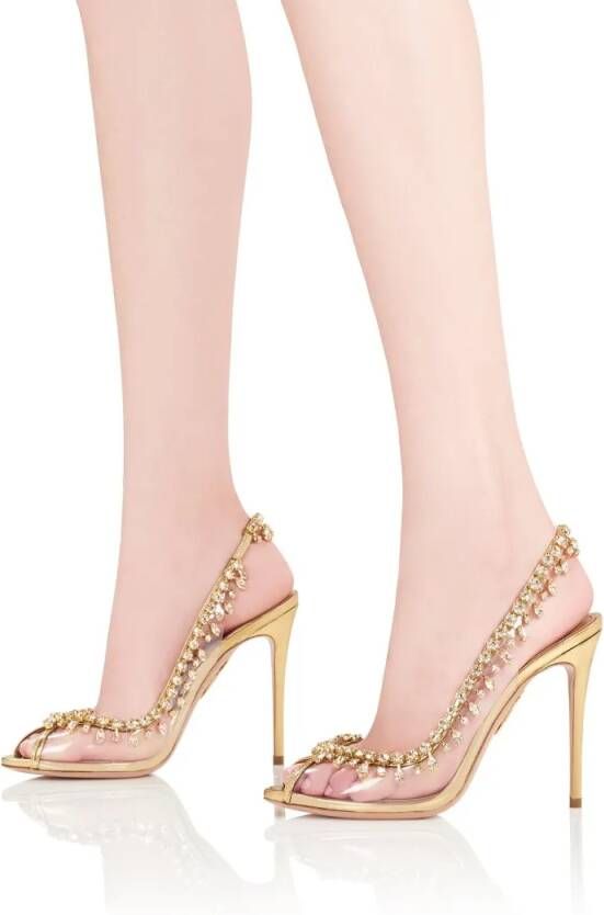 Aquazzura Sandalen Temptation Crystal Sandal 105 in goud