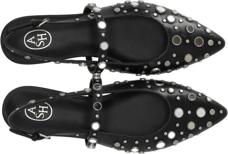 Ash Brenda Black Slingback Ballet Flat Shoe in zwart