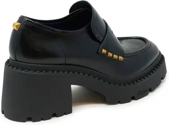 Ash Hoge hakken Black Leather Nelson Loafers in zwart