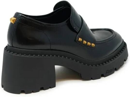 Ash Hoge hakken Black Leather Nelson Loafers in zwart