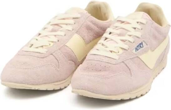 Autry Low-Top Sneakers Low-Profile Vitello And Nylon Sneakers in roze