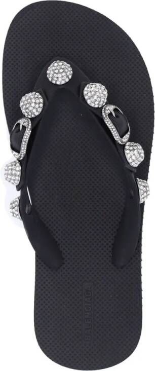 Balenciaga Sandalen "Cagole" Stud And Rhinestone Flip-Flop Sandals – B in zwart
