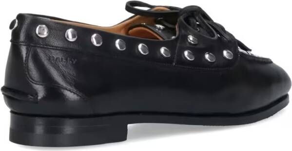 Bally Pointed Toe Slip-On Moccasins With Lace Closure in zwart