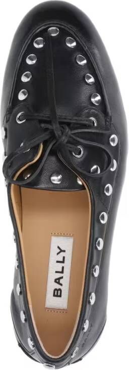 Bally Pointed Toe Slip-On Moccasins With Lace Closure in zwart