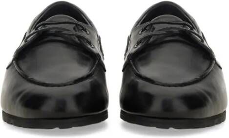 Bally Smooth Leather Loafers With Decorative Lacing in zwart