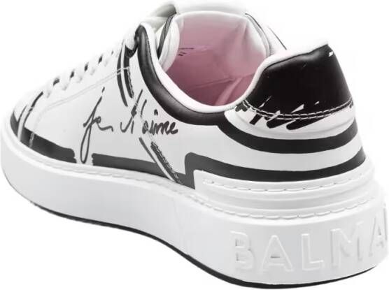 Balmain Low-Top Sneakers B-Court Calf Leather Sneakers Color Black And Whit in wit