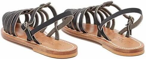 BB ST. TROPEZ Sandalen Black Leather Sandals With Adjustable Ankle Strap in bruin