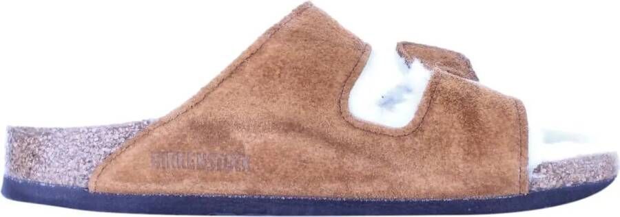 Birkenstock Sandalen Arizona Shearling-Lined Suede Sandals in bruin