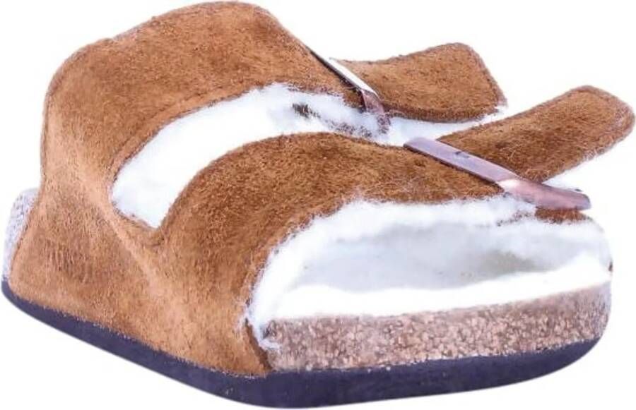 Birkenstock Sandalen Arizona Shearling-Lined Suede Sandals in bruin