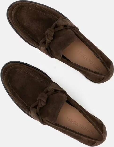 Bottega Veneta Brown Suede Moccasins With Knot Detail in bruin