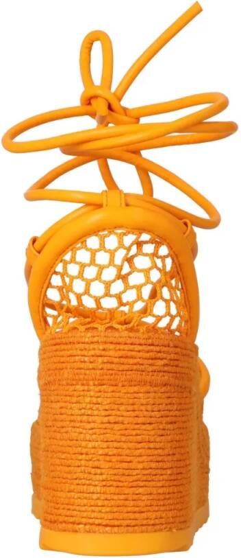 Bottega Veneta Sandalen Orange Stretch 90 Wedge Espadrilles in oranje