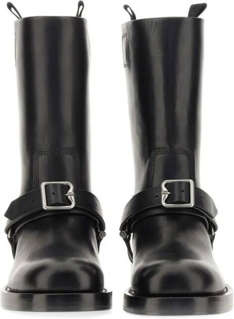 Burberry Boots Knee-High Saddle Boots With Buckle Detail in zwart