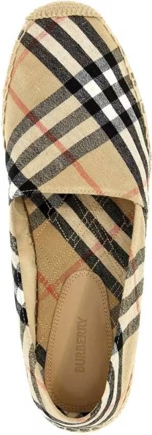 Burberry Check Print Linen Blend Espadrilles in beige