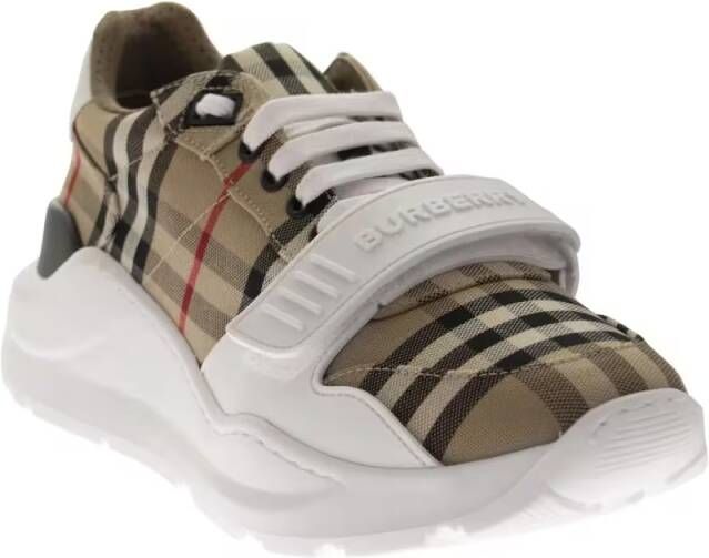 Burberry Low-Top Sneakers Check Pattern Sneakers With White Sole in beige