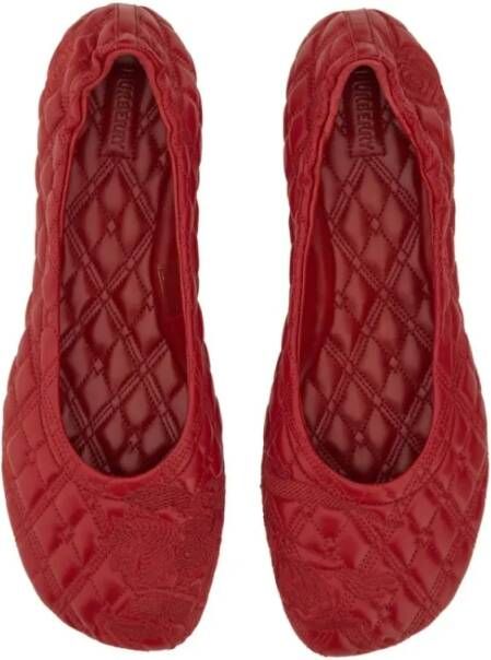 Burberry Quilted Lamb Leather Ballerina Flats in rood