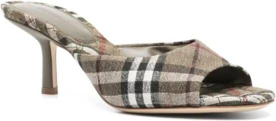 Burberry Sandalen Open-Toe Plaid Sandals With Cross-Over Straps in beige