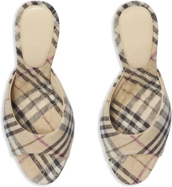 Burberry Sandalen Plaid Pattern Stiletto Sandals in beige