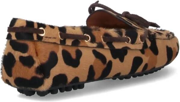 Car Shoe Pony Hair Loafers – Leopard Beige in bruin