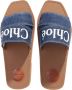 Chloé Denimblauwe Katoenen Slides met Dubbele Voorkantband Blue Dames - Thumbnail 10