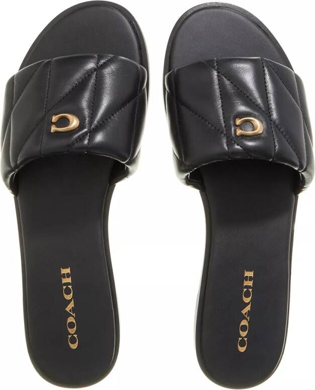 Coach Slippers Holly Quilted Slide Leather in zwart